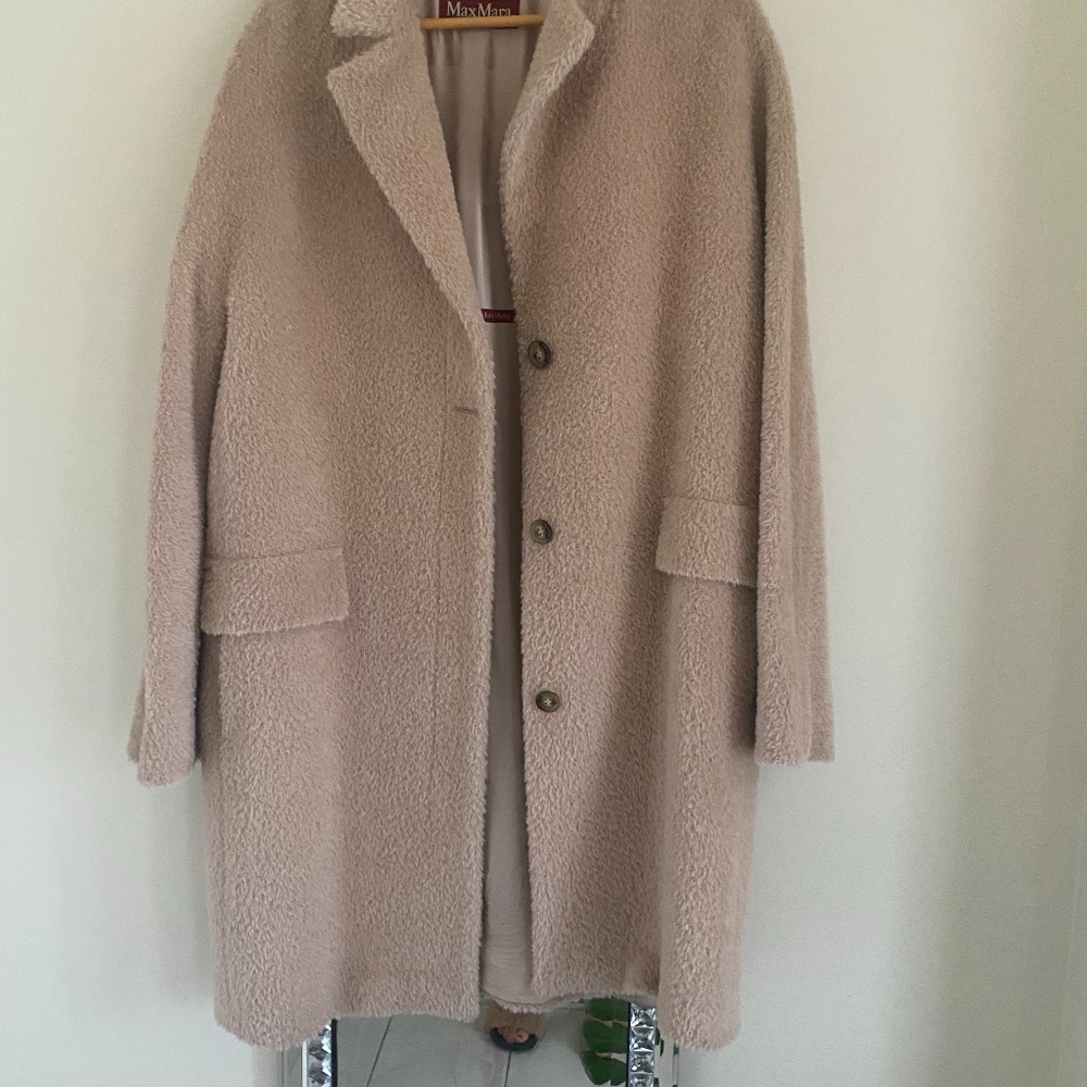 Max Mara  alpaca tedy coat size 14/44 in dusty pink ,New with dust bag